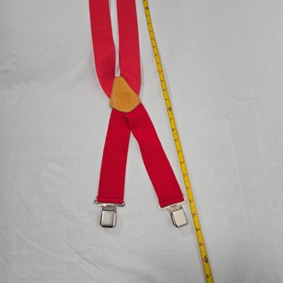 USA Vintage 70's Red CANVAS Straps TOP-GRAIN Leather CLIPS 46" X 2" Suspenders. - Picture 16 of 17
